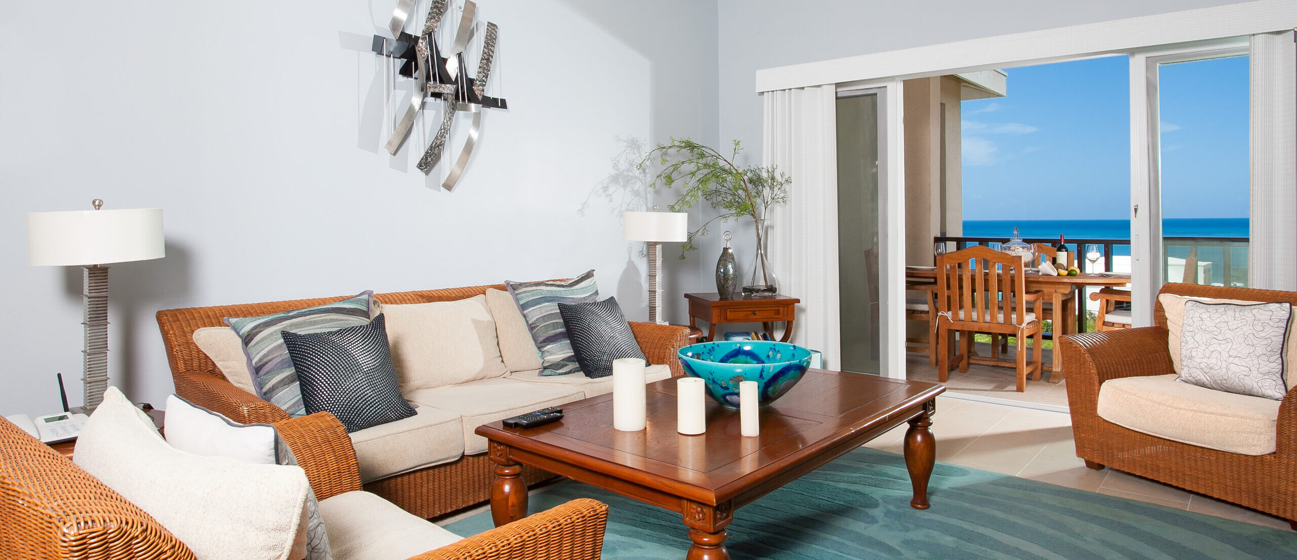 living room in our oceanside rental in Anguilla