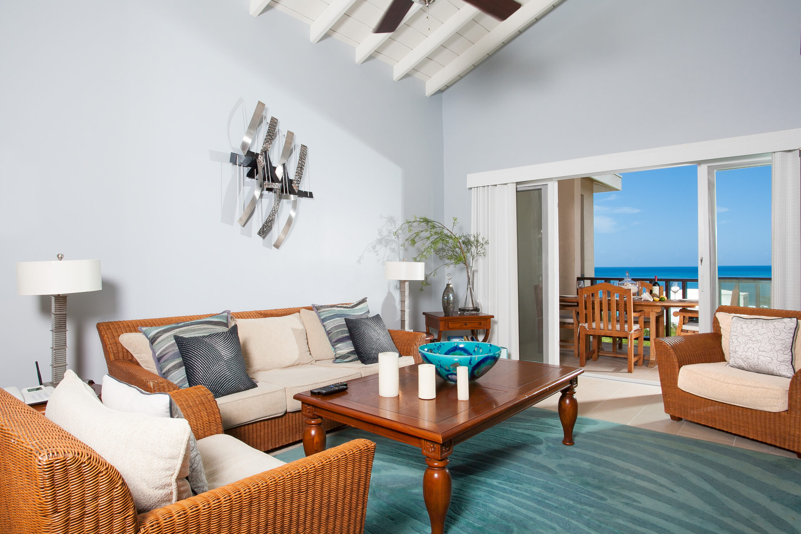 living room in our oceanside rental in Anguilla