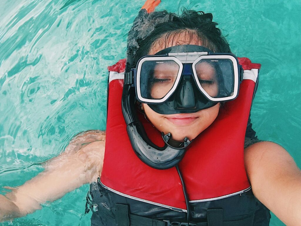 A person floating in the water